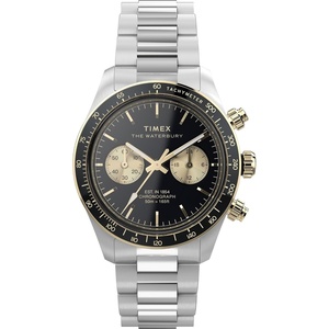 Timex Men’s Waterbury Heritage 39mm Watch(Stainless Steel/Stainless Steel/Black)