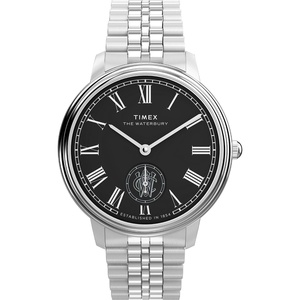 Timex Men’s Waterbury Metropolitan 39mm Watch – Stainless Steel Bracelet Black Dial Stainless Steel Case