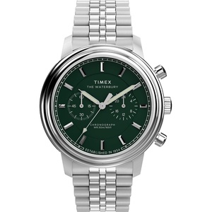 Timex Men’s Waterbury Metropolitan 41mm Watch(Stainless Steel/Stainless Steel/Green)