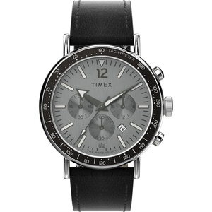 Timex Men’s Waterbury Standard 43mm Watch – Brown Strap Rose Gold-Tone Dial Silver-Tone Case(Black/Silver-Tone/Silver-Tone)