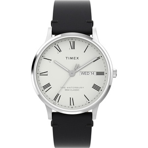 Timex Men’s Waterbury Traditional 40mm Watch(Black/White/Stainless Steel)