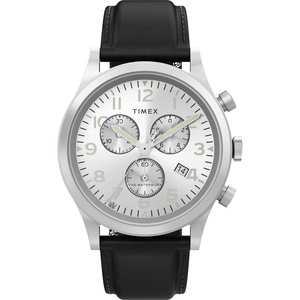 Timex Men’s Waterbury Traditional 42mm Watch – Black Strap Silver-Tone Dial Stainless Steel Case(Black/Silver-Tone/Stainless Steel)