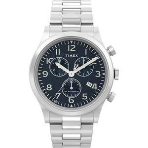Timex Men’s Waterbury Traditional 42mm Watch – Black Strap Silver-Tone Dial Stainless Steel Case(Stainless Steel/Blue/Stainless Steel)
