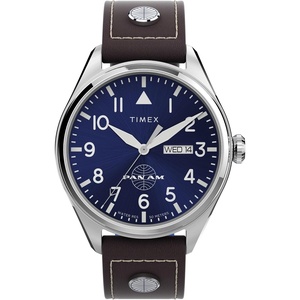 Timex Men’s X Pan Am Chronograph Watch(Brown/Blue/Stainless Steel)