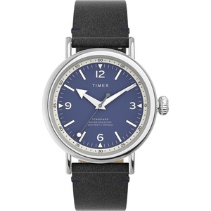 Timex Standard 3-Hand 40mm Men’s Analog Watch | INDIGLO Backlight and Luminous Hands | Adjustable and Durable Strap | 50M Water Resistance(Black/Silver-Tone/Blue)