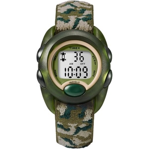 Timex TIME Machines® 29mm Elastic Fabric Kids Watch(Green/Green/Digital Gray)