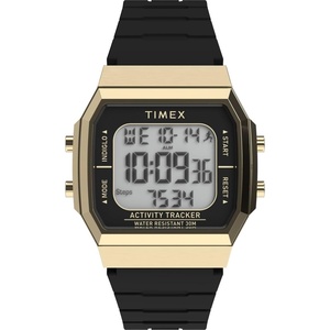 Timex Unisex Activity Tracker 40mm Watch – BlackStrap Digital Dial Gold-Tone Case(Green)