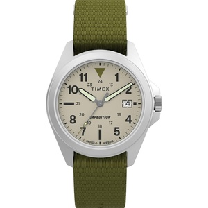Timex Unisex Expedition Field 36mm Watch – Green Strap Dial Silver-Tone Case(Green/Silver-Tone/Natural)