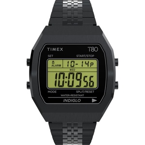 Timex Unisex T80 Steel 36mm Watch(Black/Stainless Steel/Digital)