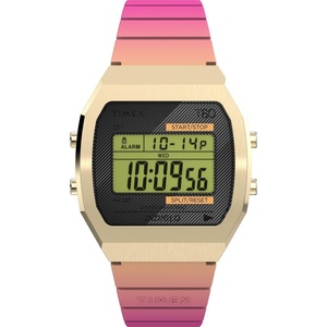 Timex Unisex T80 Steel 36mm Watch(Pink/Digital/Gold-Tone)