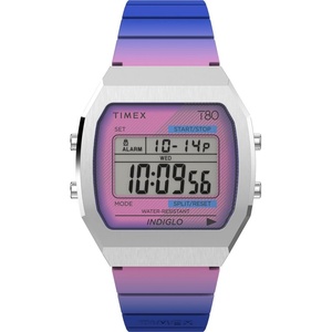 Timex Unisex T80 Steel 36mm Watch(Purple/Digital/Stainless Steel)