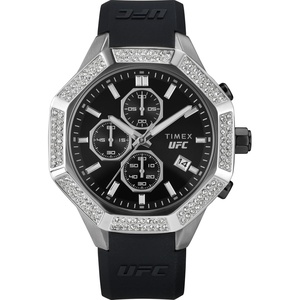 Timex Unisex UFC King 45mm Watch – Black Strap Black Dial Two-Tone Case(Black/Black/Silver-Tone)