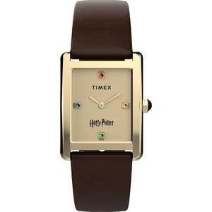 Timex Women’s Harry Potter x Hailey Hogwarts 24mm Watch – Brown Two- Piece Quick Release Champagne Dial Gold-Tone Case