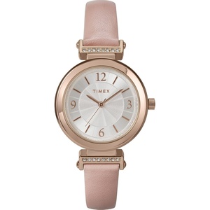 Timex Women’s Main Street 31mm Watch – Pink Strap Silver Dial Rose Gold-Tone Case(Pink/Rose Gold-Tone/Silver)