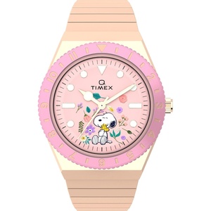Timex Women’s Peanuts Q 36mm Watch – Rose Gold-Tone Expansion Band Pink Dial Rose Gold-Tone Case