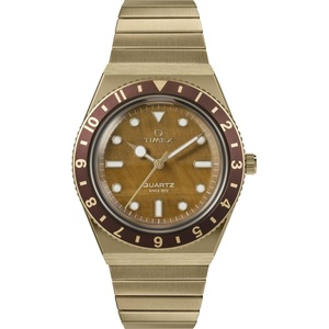 Timex Women’s Q 36mm Watch(Gold-Tone/Gold-Tone/Brown)