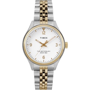 Timex Women’s Waterbury Traditional 34mm Watch – Two-Tone Case White Dial with Two-Tone Stainless Steel Bracelet