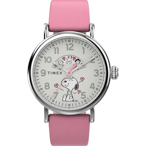 Timex x Peanuts Unisex Waterbury Standard 40mm Watch(Pink/Silver-Tone/White)