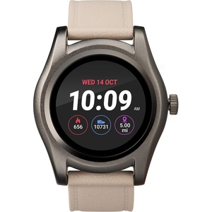 iConnect by Timex Classic Round Touchscreen Smartwatch with Heart Rate, Notifications and Two-Way Bluetooth Calling(Beige/Gunmetal)