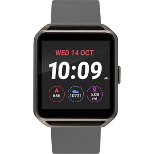 iConnect by Timex TW5M31300 Classic Square Gunmetal Smartwatch, Gray Silicone Strap