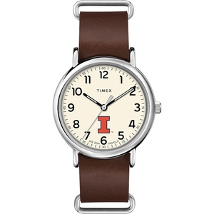 Timex Tribute Men’s Collegiate Weekender 40mm Quartz Leather Strap(Illinois Fighting Illini)